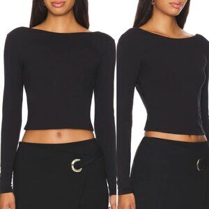 Abercrombie & Fitch Black Long Sleeve Boat Neck Top